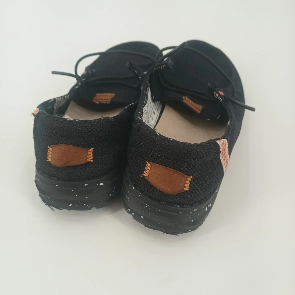 Hey Dude Wendy Washed Youth Black Canvas Slip On Loafers Shoes Size 13 Toddler